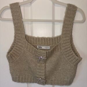 Zara Knit Crop Top with Jewel Bows